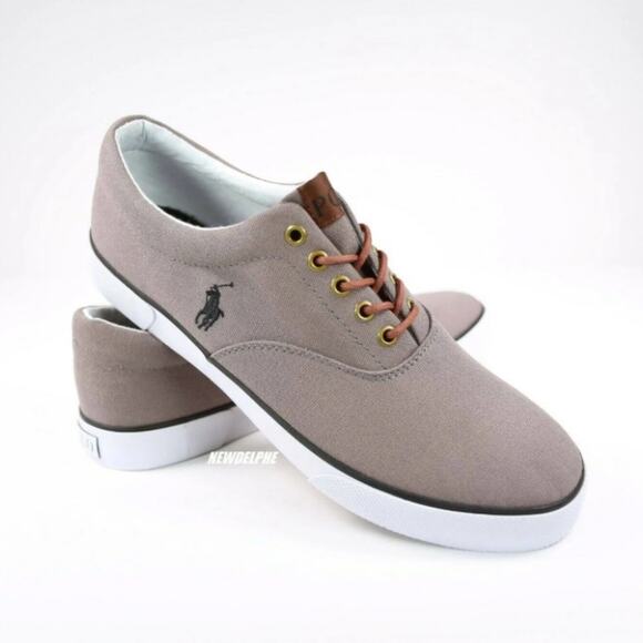 Polo Ralph Lauren Forestmont II Brown Chambray NWOB Mens sneakers size 8.5 - Picture 2 of 10